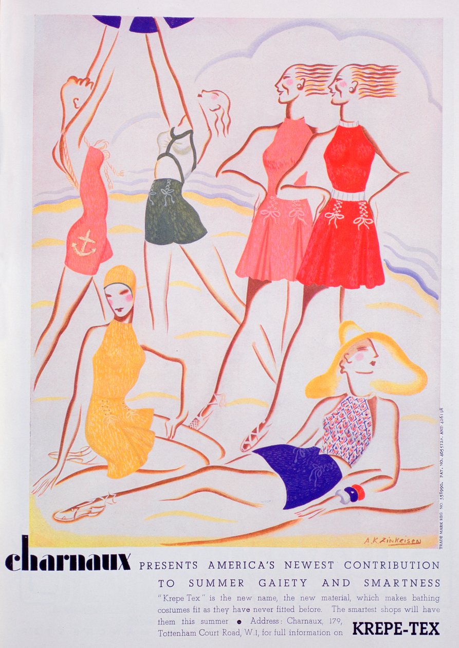 Annonce for Krepe-Tex badedragter, 1935 af Unbekannt