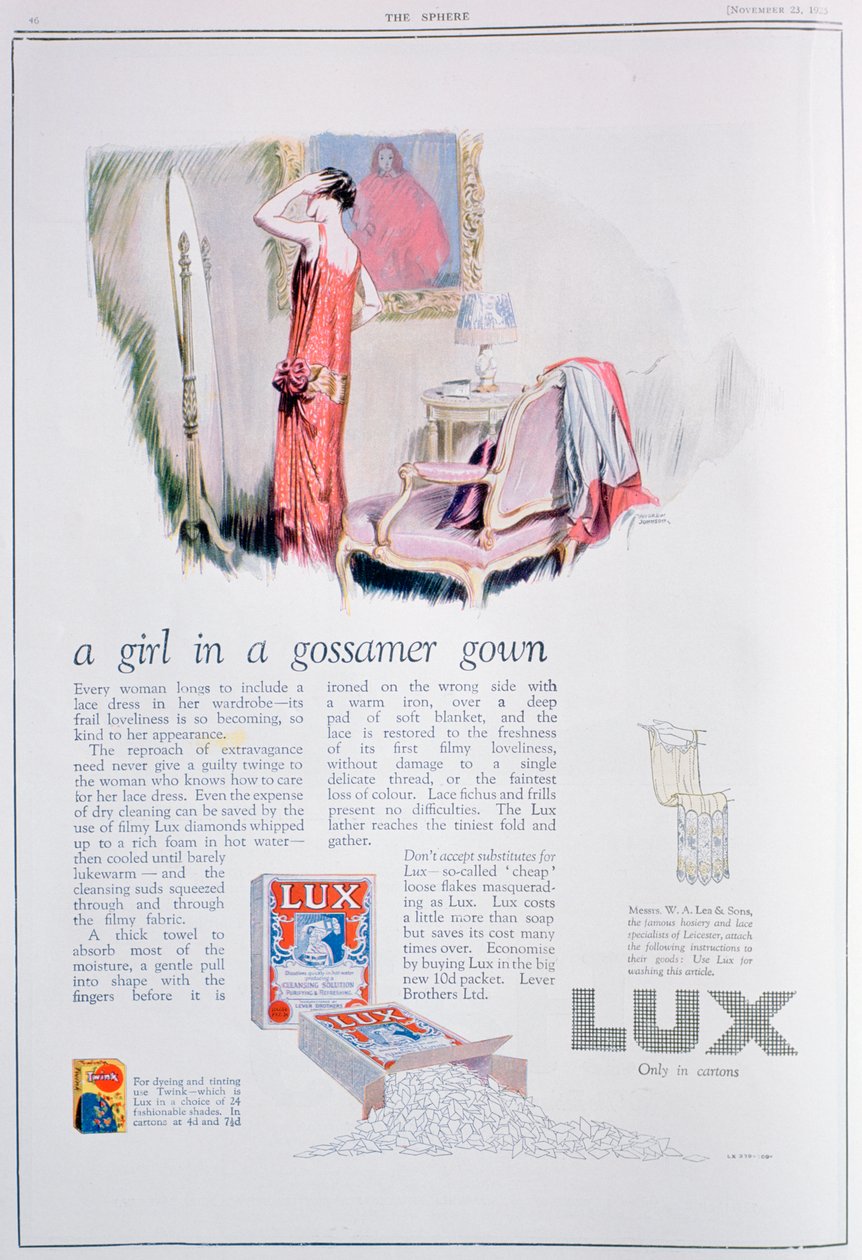Annonce for Lux sæbe, 1925 af Unbekannt