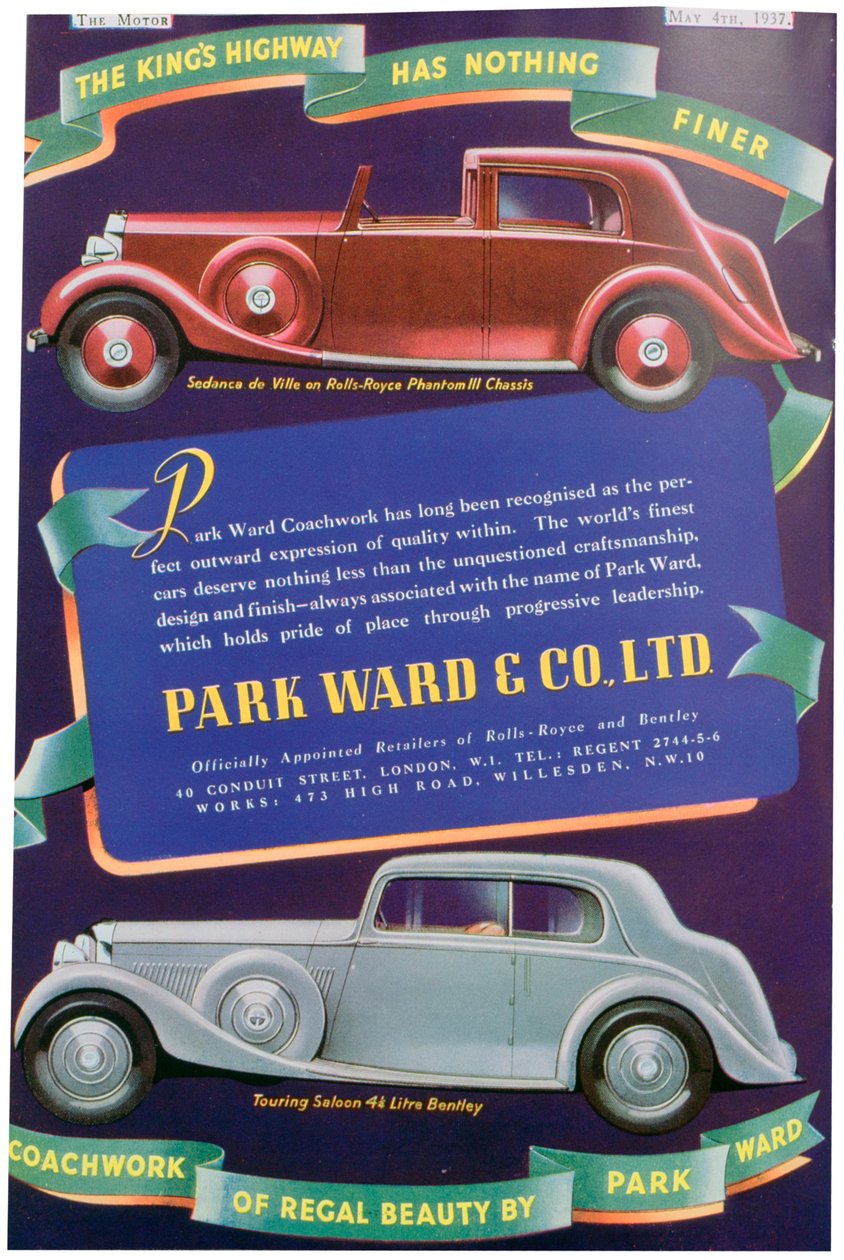 Annonce for Park Ward og Co-karrosseri, 1937 af Unbekannt