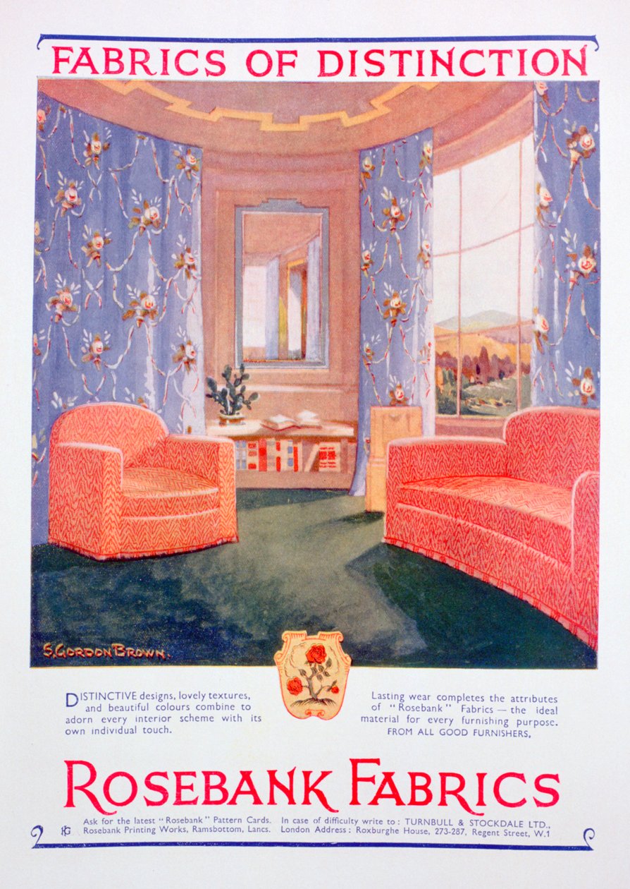 Annonce for Rosebank Fabrics, 1935 af Unbekannt
