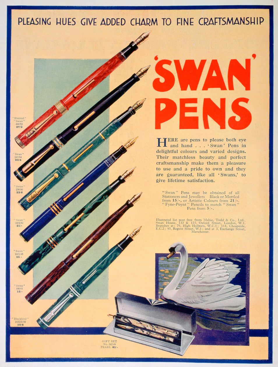 Annonce for Svanepenne, 1931 af Unbekannt
