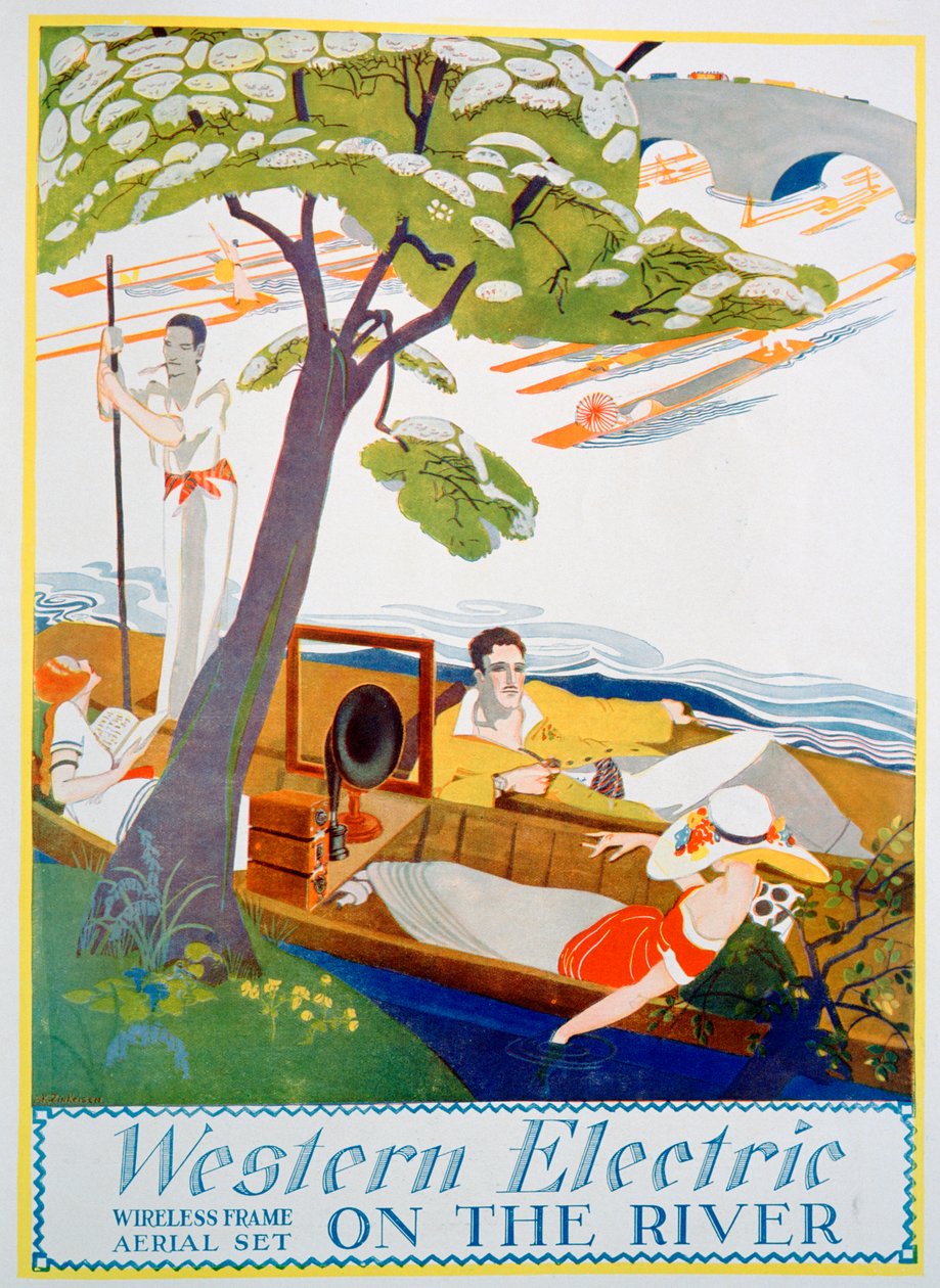 Annonce for Western Electric Company trådløse rammeantennesæt, 1923 af Unbekannt