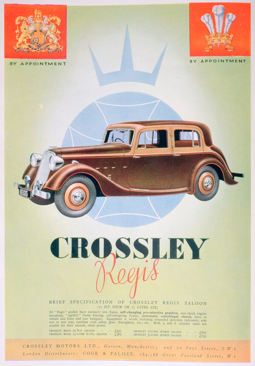 Annonce for Crossley Regis-bilen, 1935 af Unbekannt