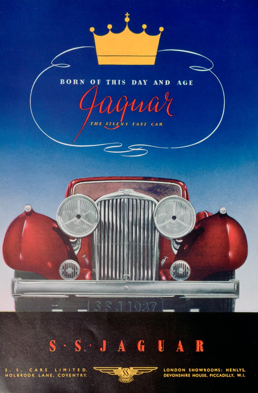 Annonce for Jaguar SS-bilen, 1937 af Unbekannt