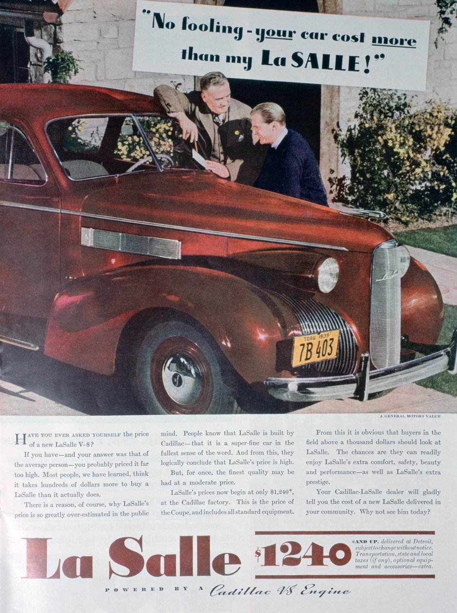Annonce for LaSalle V8-bilen, 1939 af Unbekannt