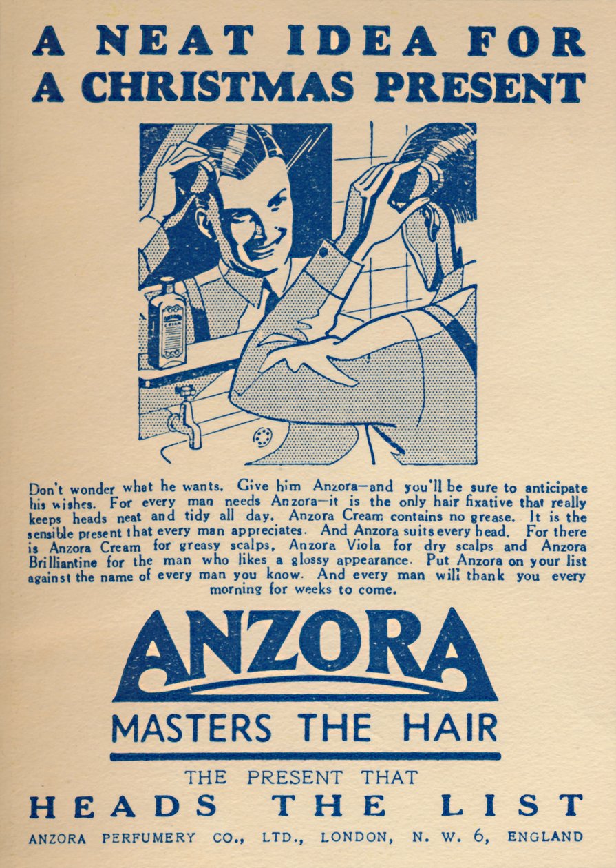 Annonce for Anzora hårfikseringsmiddel, 1936. af Unbekannt