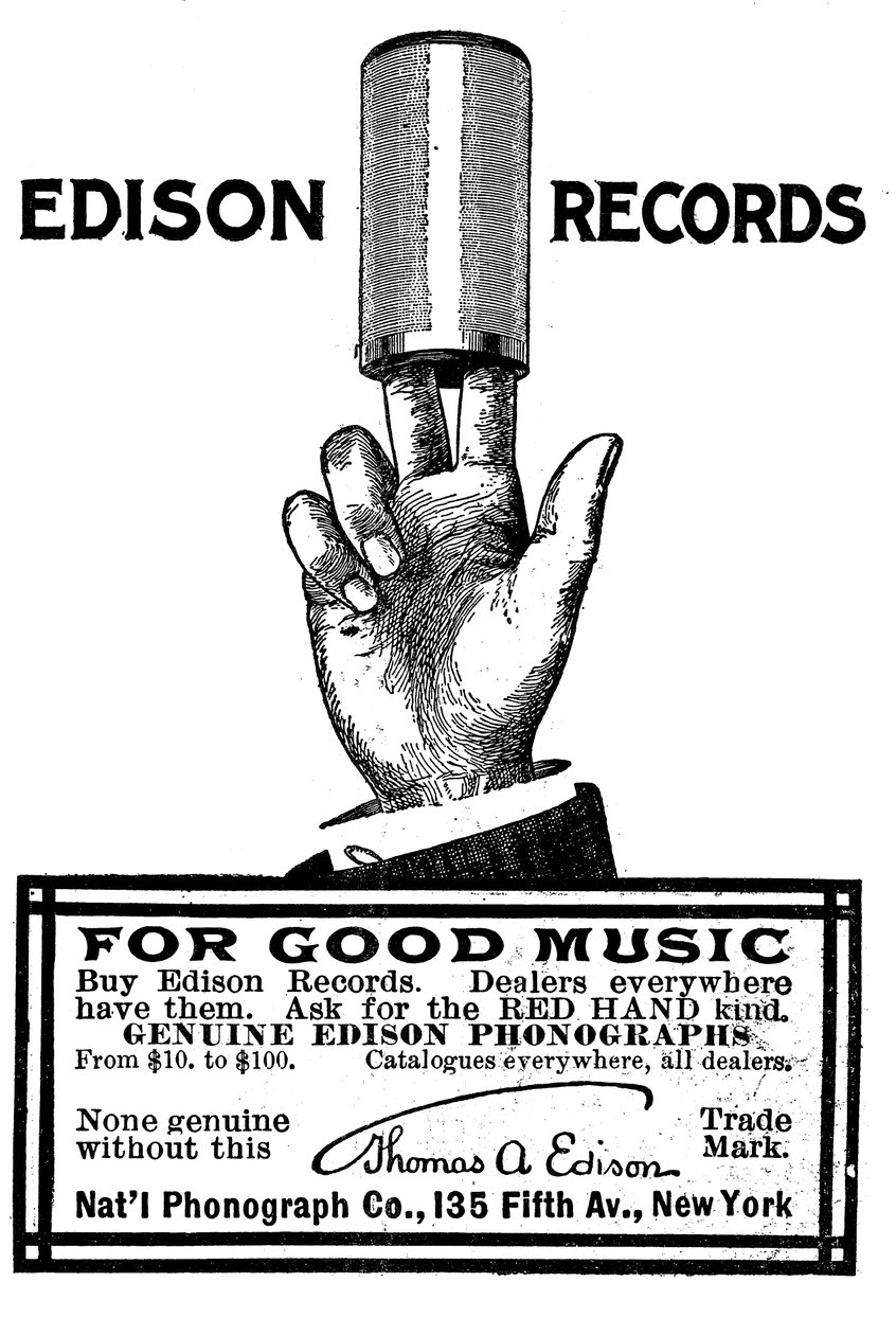 Annonce for Edison fonografcylinderoptagelser, 1900 af Unbekannt