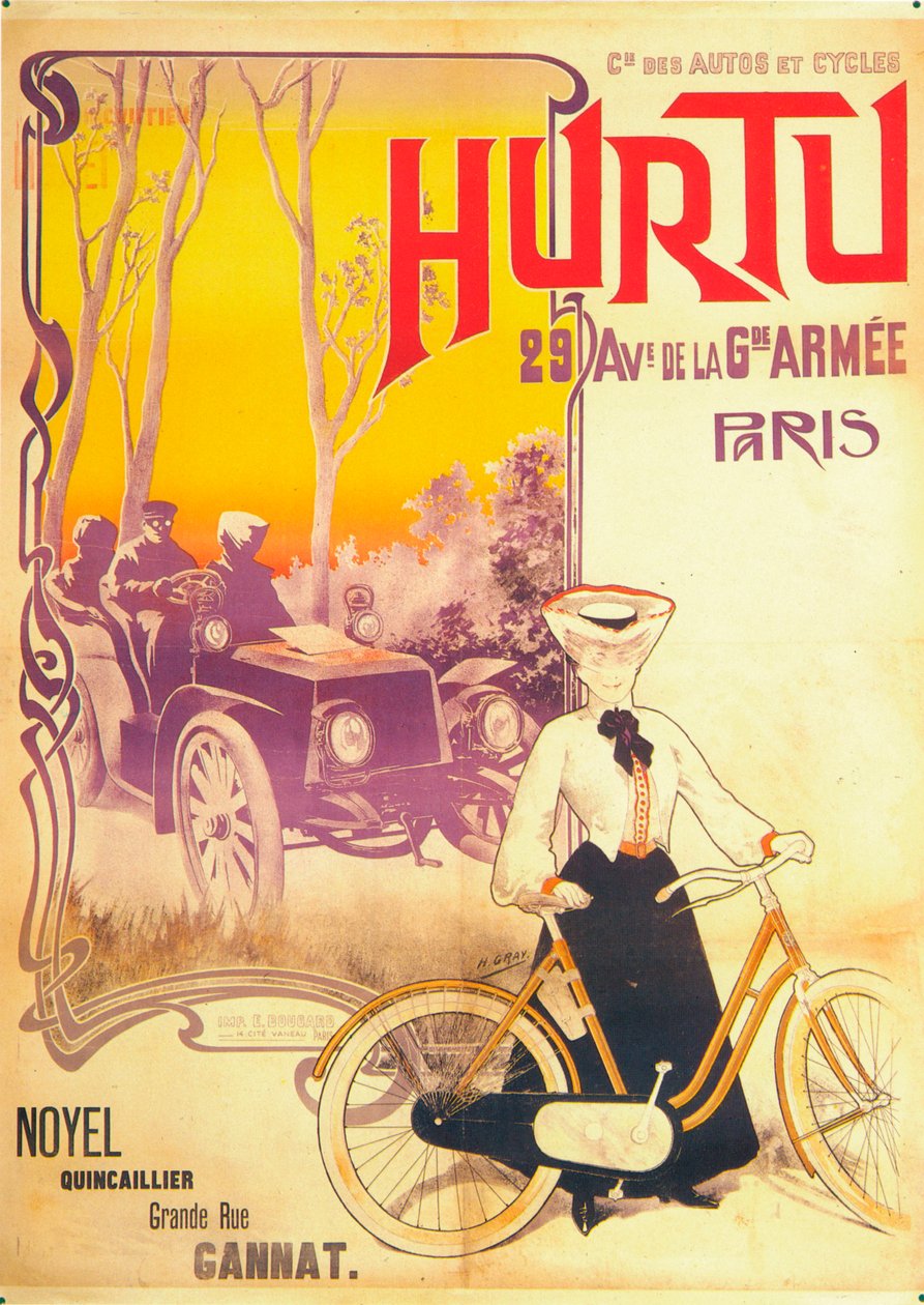 Annonce for Hurtu biler og cykler, c1900-tallet af Unbekannt