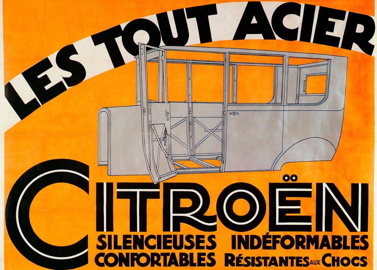 Annonce for Citroen-biler i helt stål, c1924 af Unbekannt