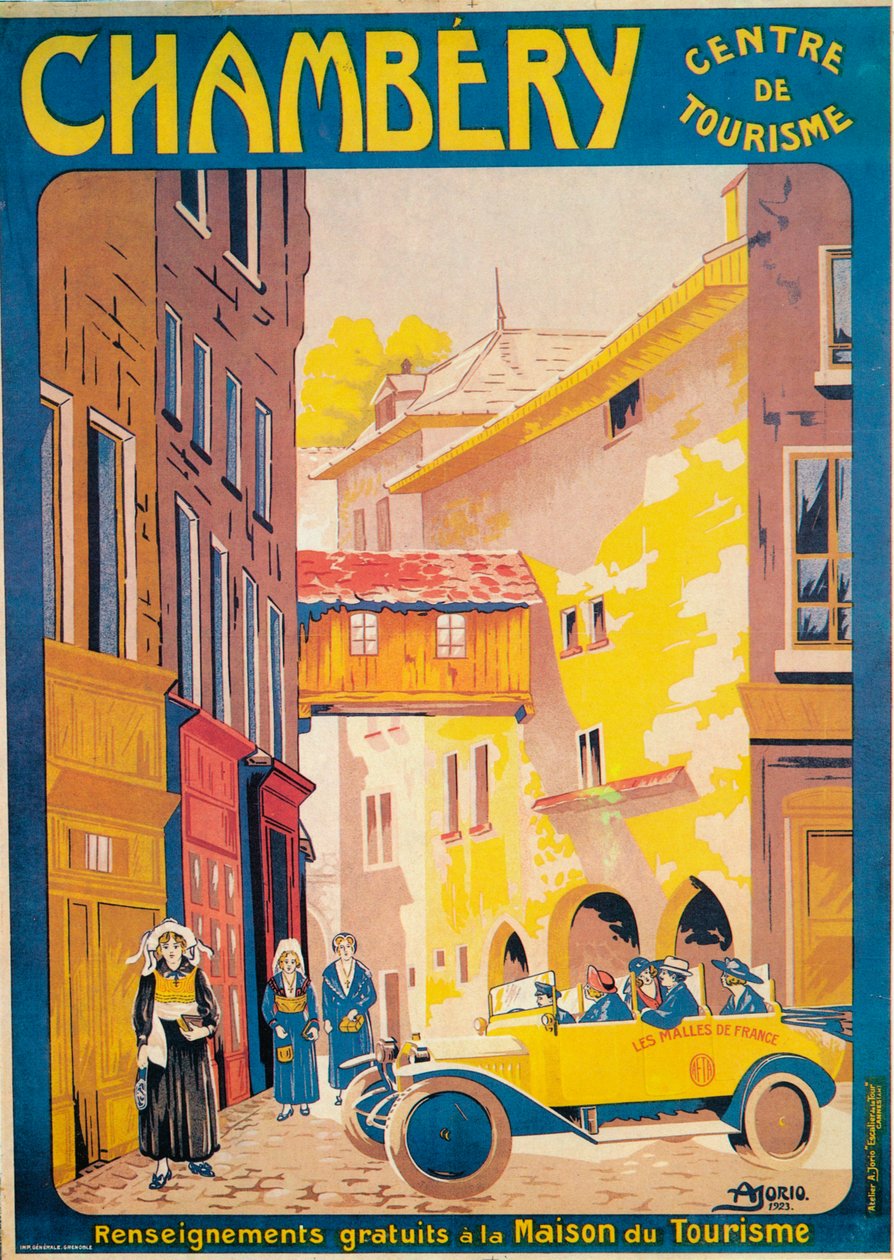 Annonce for turisme i Chambery, Frankrig, c1920