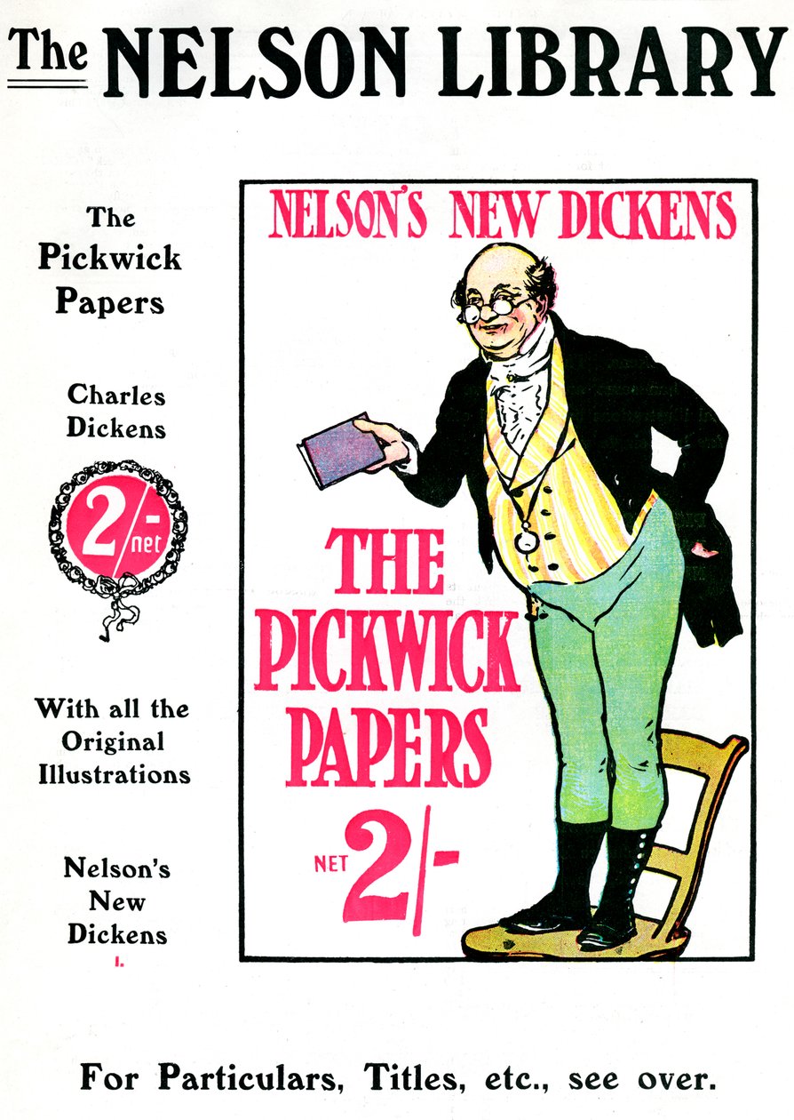 Annonce for The Pickwick Papers af Charles Dickens, solgt af Nelson Library, 1912 af Unbekannt