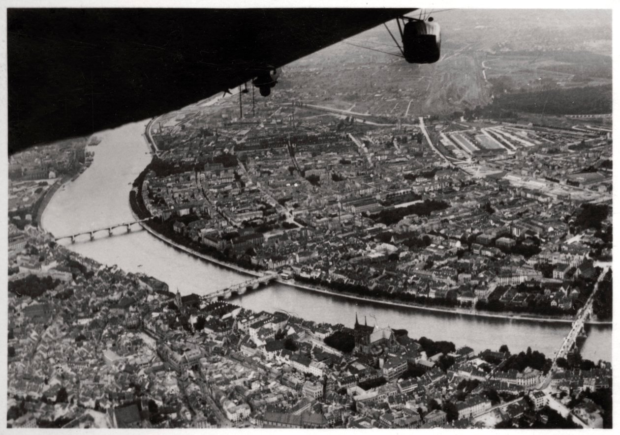 Luftfoto af Basel, Schweiz, fra en Zeppelin, 1928 1933 af Unbekannt
