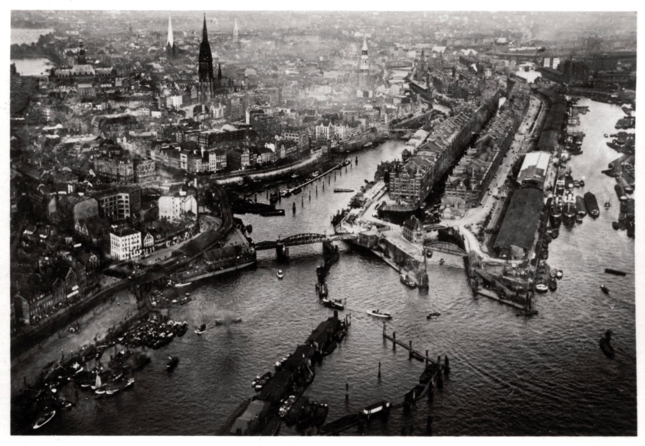 Luftfoto af Hamborgs havn, Tyskland, fra en Zeppelin, c1931 1933 af Unbekannt