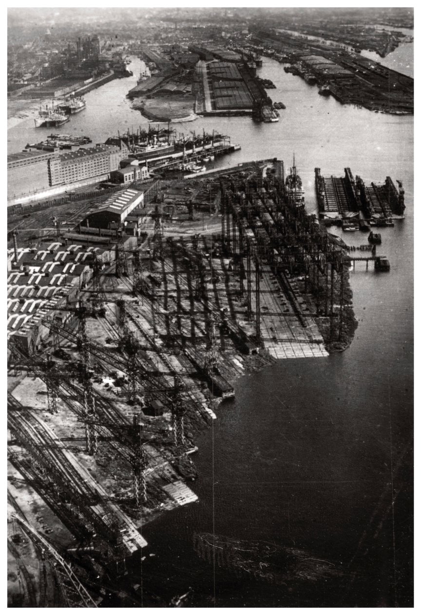 Luftfoto af Bremer Vulkan skibsværft, Bremen, Tyskland, fra en Zeppelin, c1931 1933 af Unbekannt