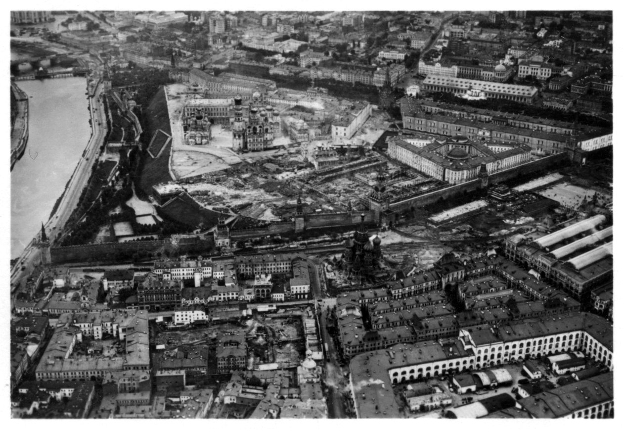 Luftfoto af Kreml, Moskva, USSR, fra en Zeppelin, 1930 1933 af Unbekannt
