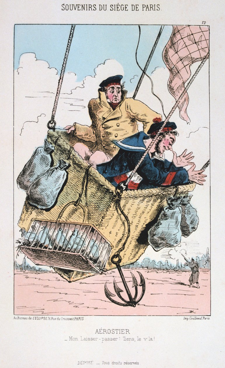 Aerostier, belejring af Paris, 1870-1871 af Unbekannt