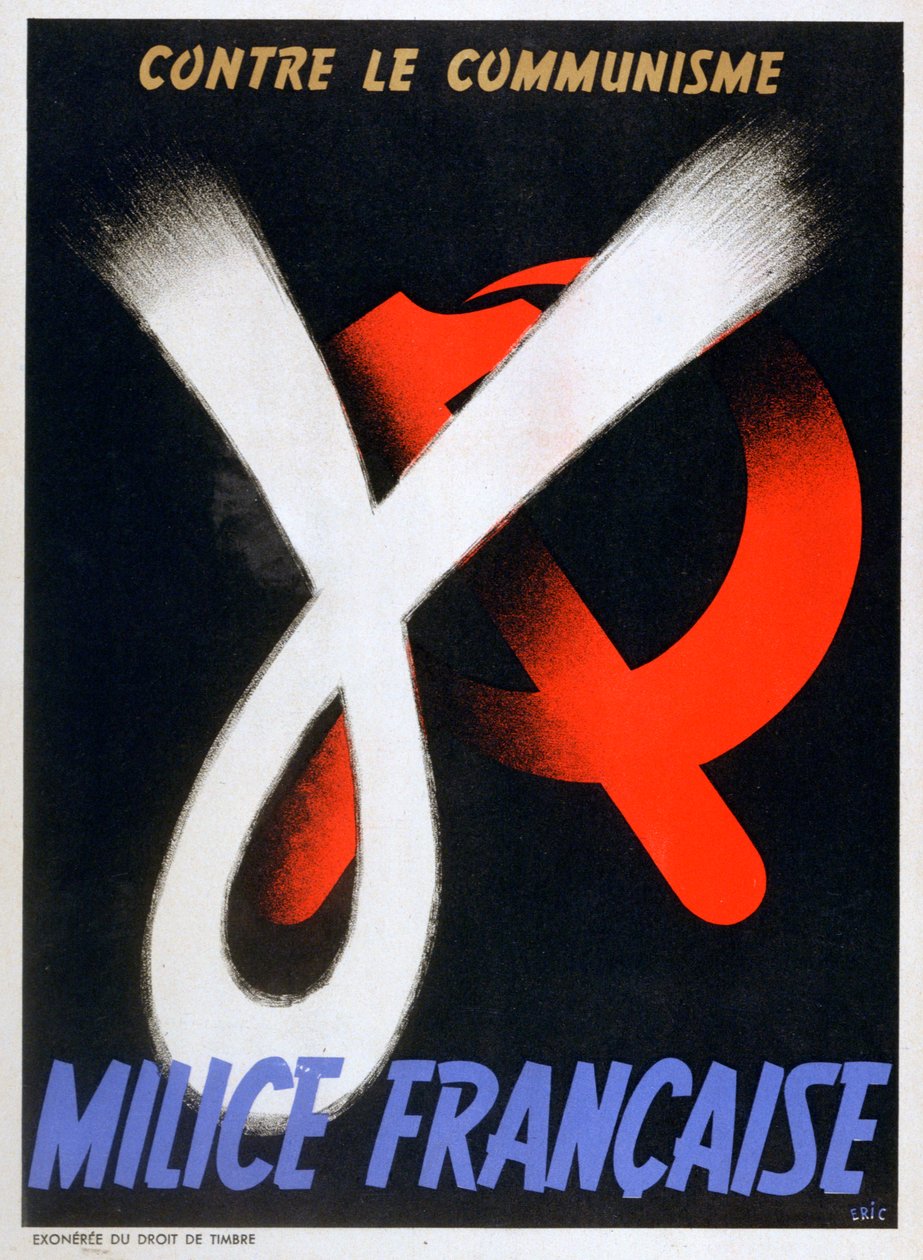 Against Communism, plakat for den franske Milice, 1943-1944 af Unbekannt