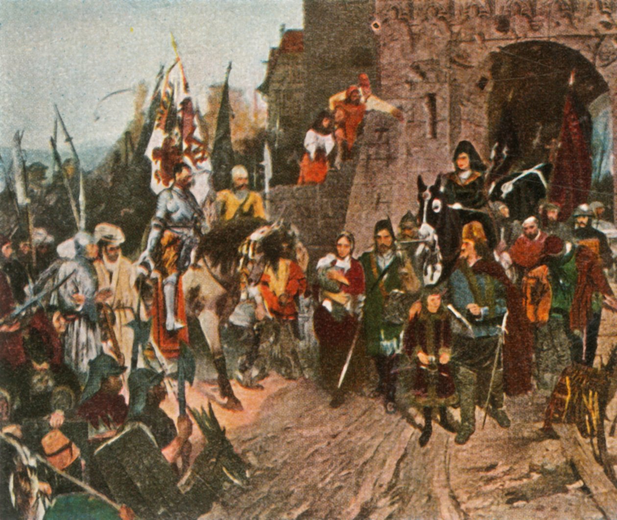 Agnes von Rosenberg overgiver sin fars slot til hussitterne, 1426, 1936. af Unbekannt
