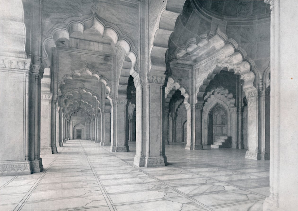 Agra. Interiør af Moti Musjid. Perlemoskeen, c1910. af Unbekannt