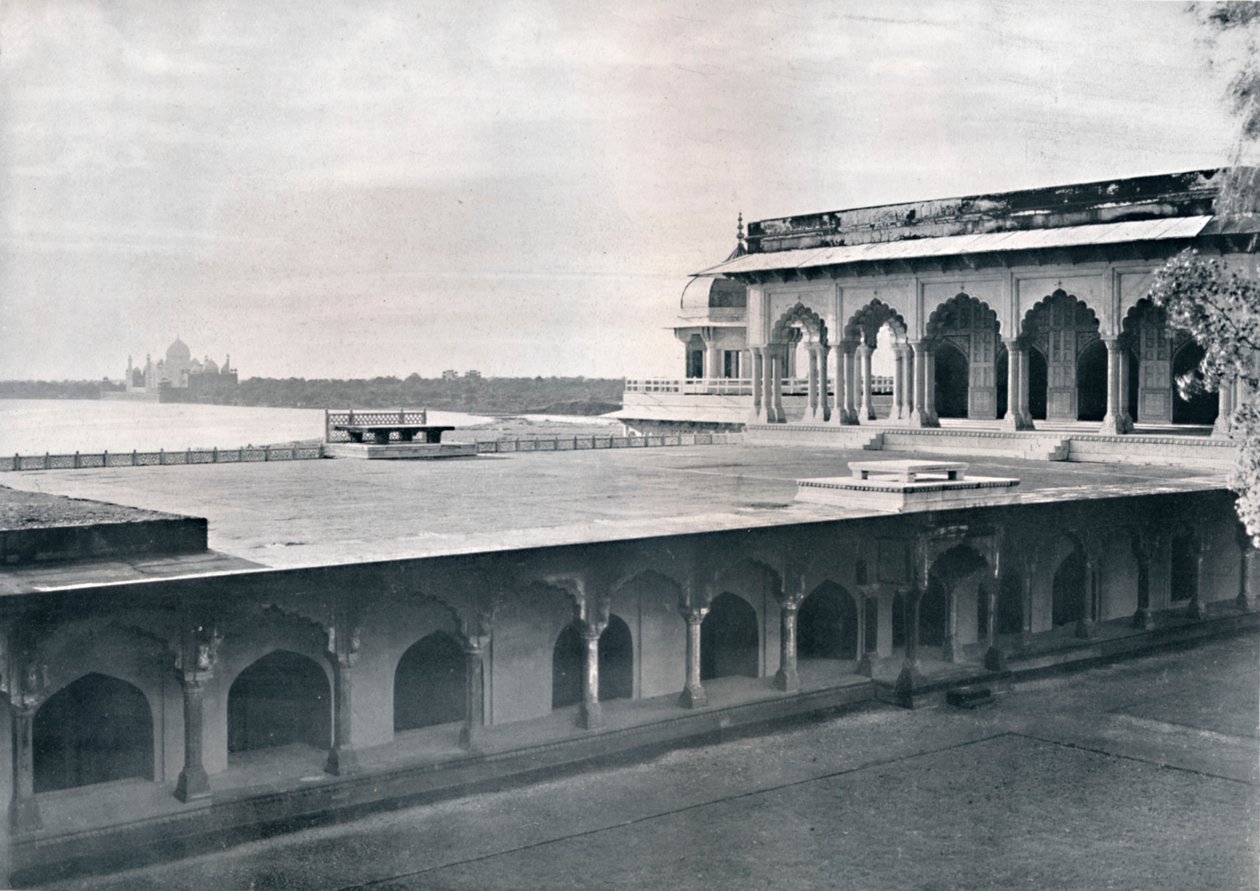 Agra. Dewan-i-Khas viser Taj, c1910. af Unbekannt