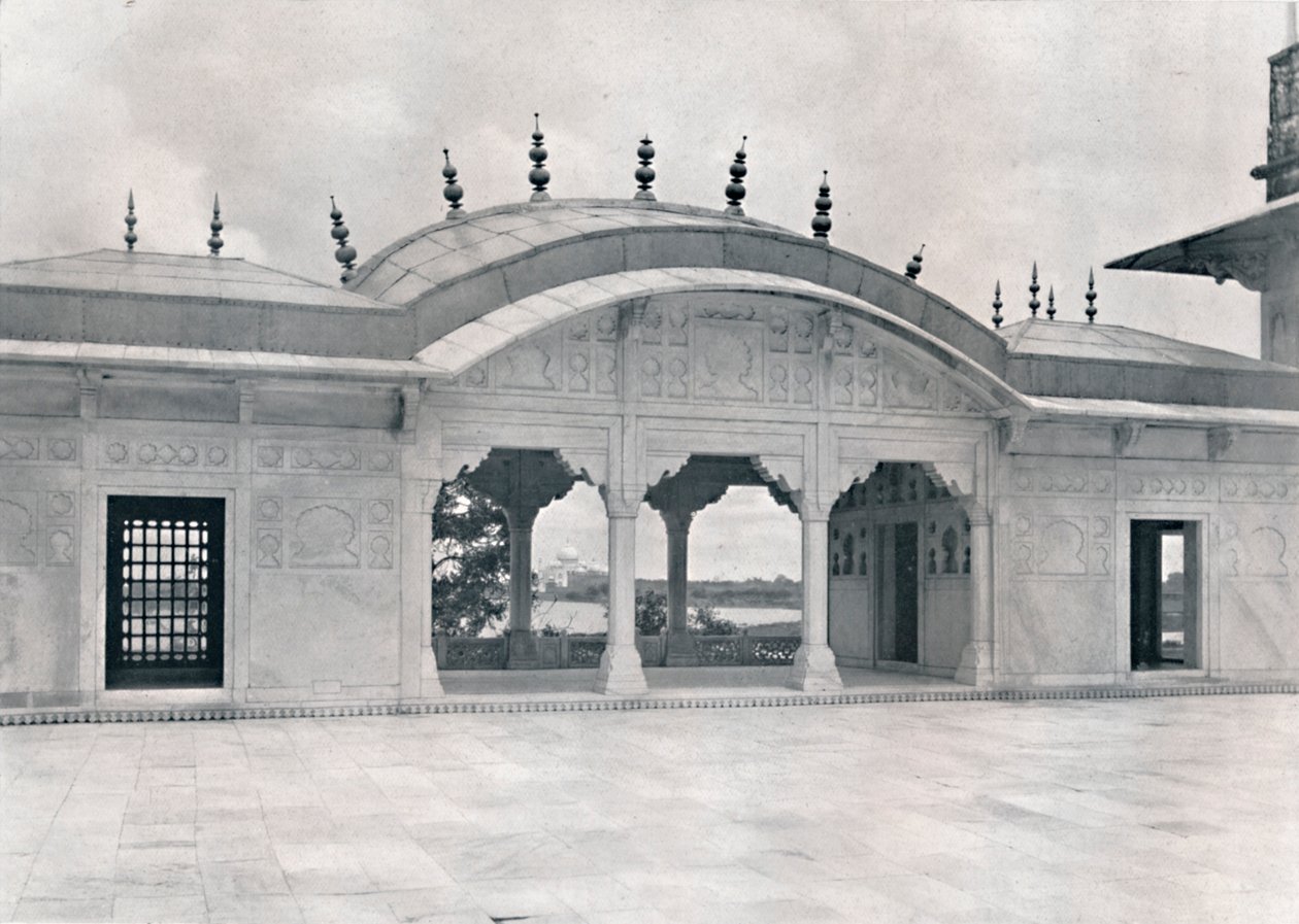 Agra. Khas Mahal viser Taj, c1910. af Unbekannt