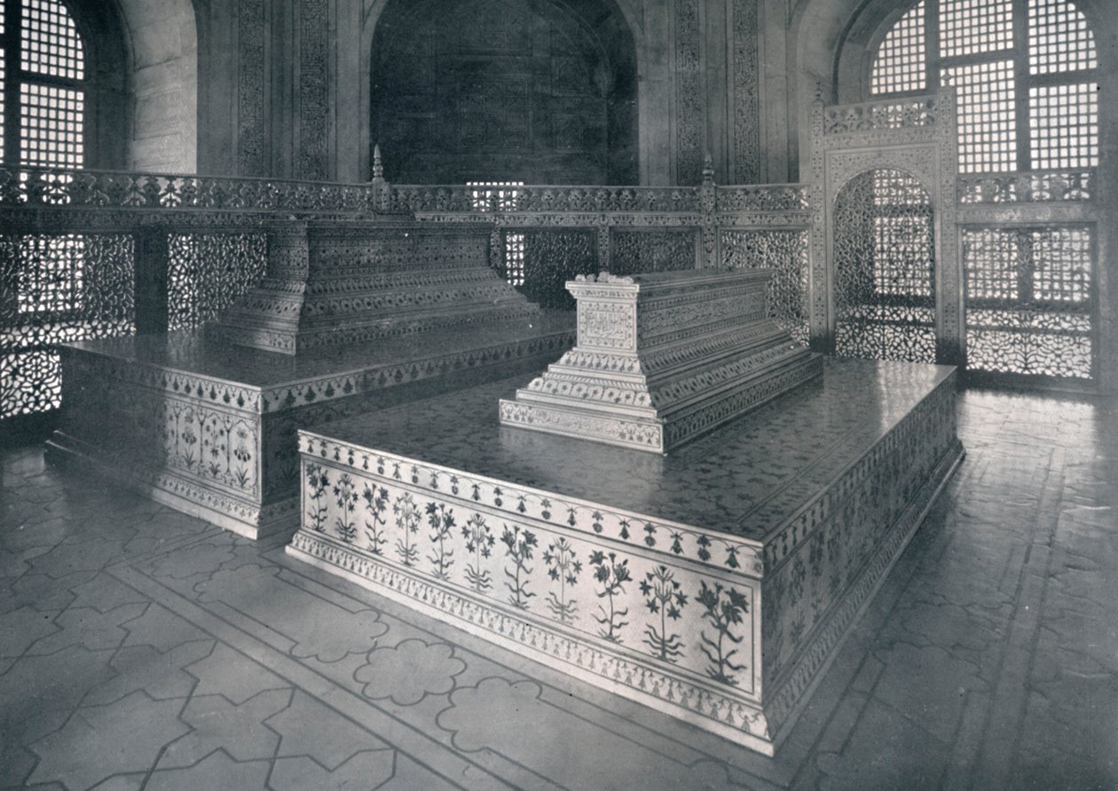 Agra, Tombs of Mumtaz-I-Mahal & Shahjehan i Taj, c1920. af Unbekannt