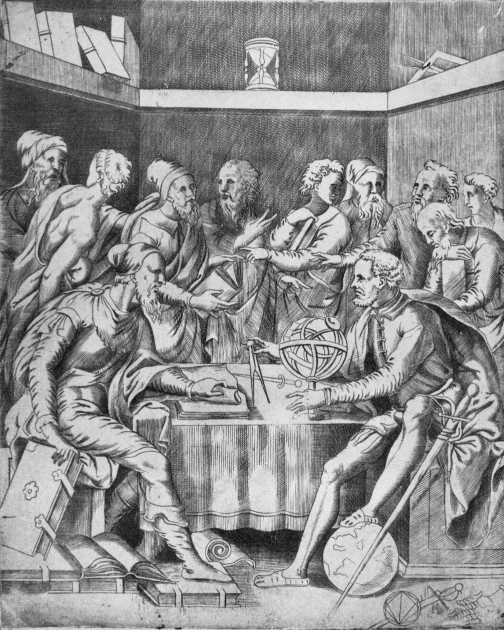 Agrippa underviser sine elever matematisk, 1553, 1936 af Unbekannt