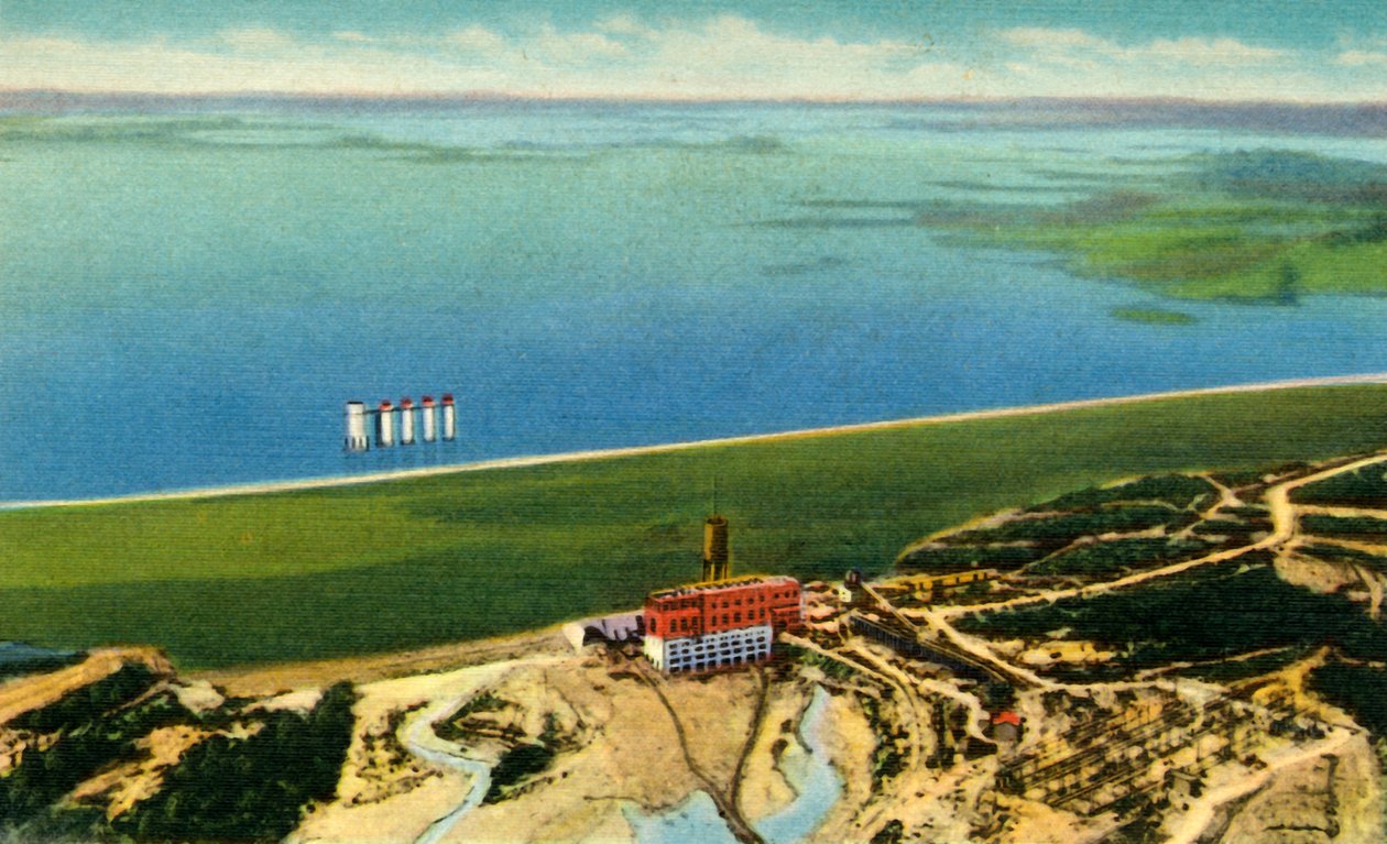 Luftudsigt over Saluda Dam, der viser Lake Murray, S.C., 1942. af Unbekannt