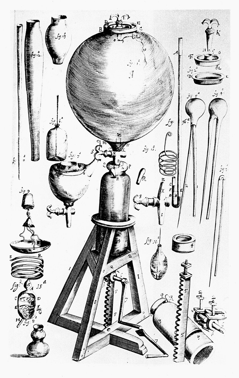 Luftpumpe bygget til Robert Boyle af Robert Hooke, 1660 af Unbekannt