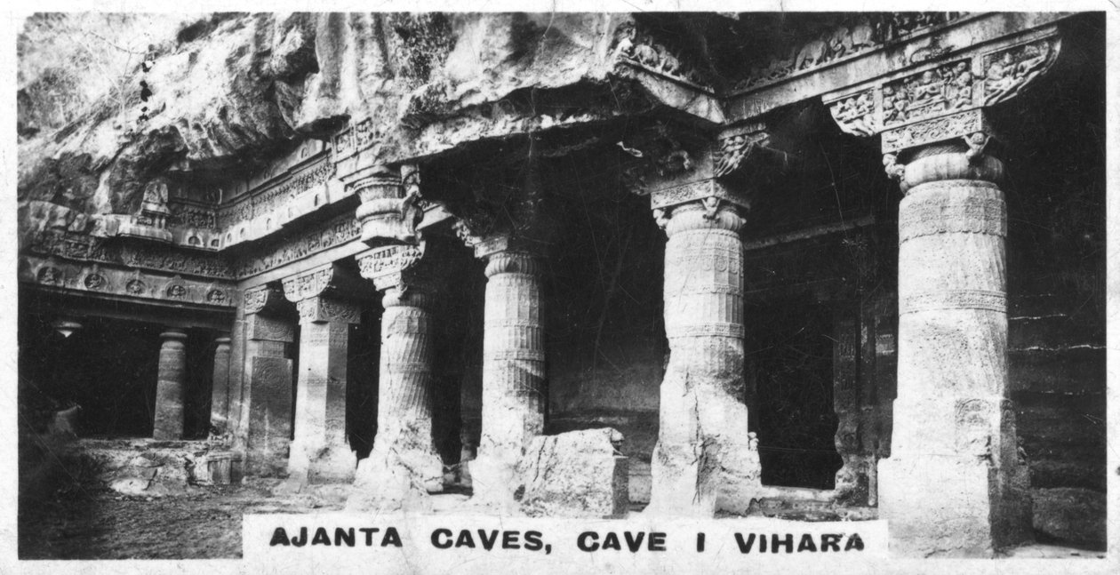 Ajanta-hulerne, Vihara, Maharashtra, Indien, c1925 af Unbekannt