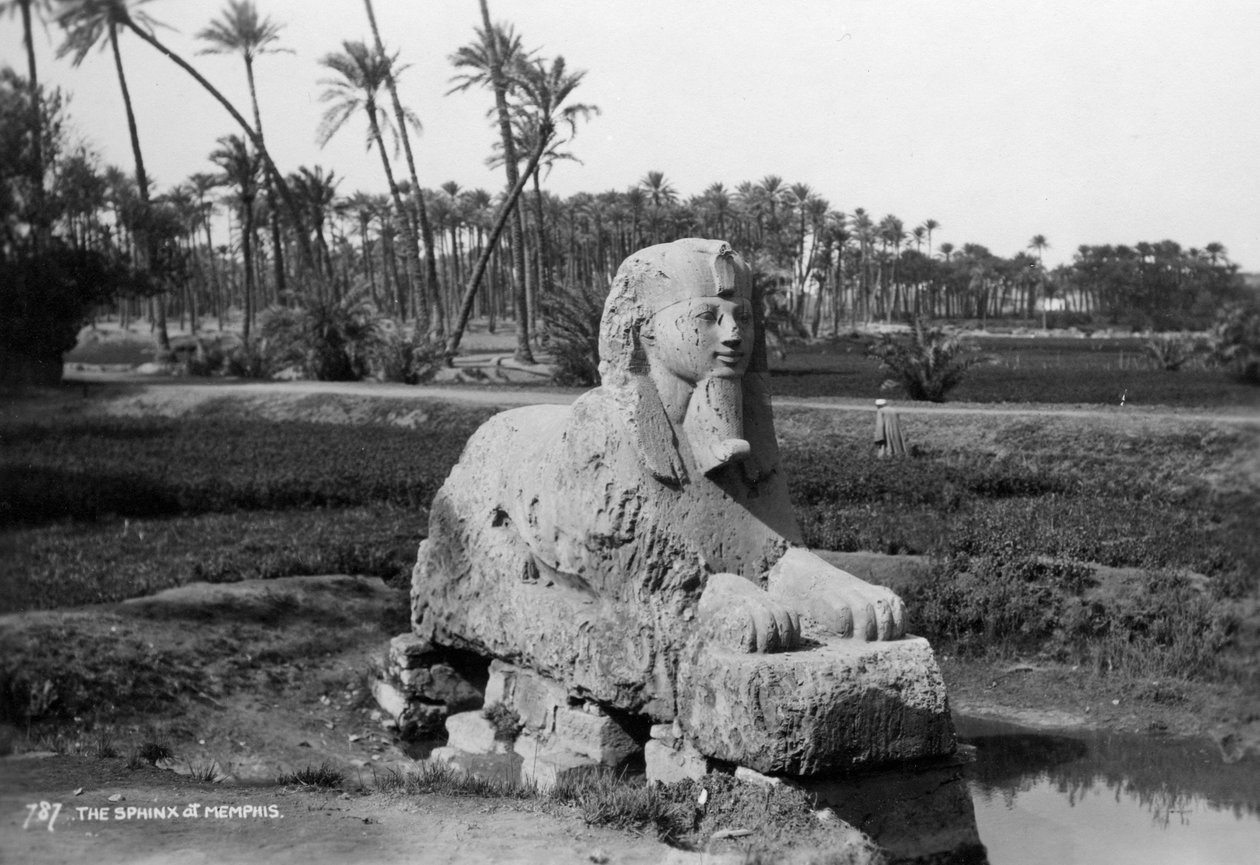 Alabaster Sphinx i Memphis, Egypten, c1920
