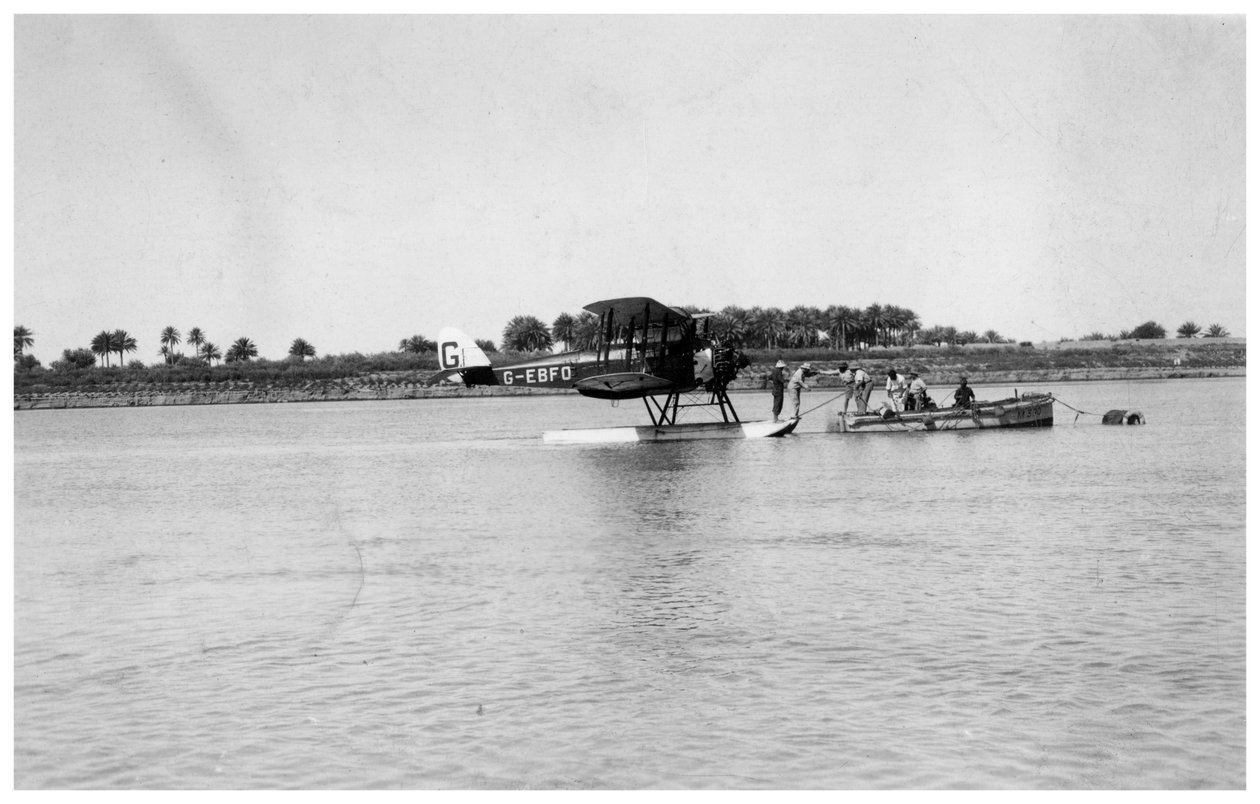 Alan Cobhams De Havilland DH50 lander på Tigris, Irak, 1926 af Unbekannt