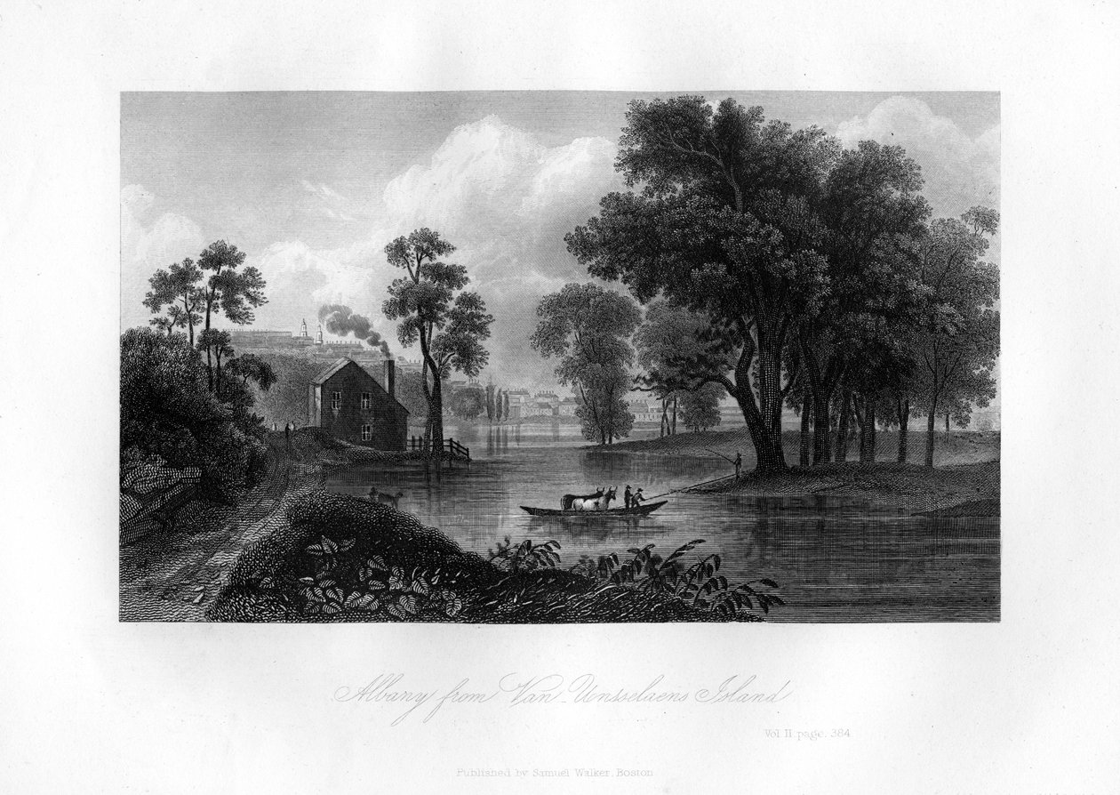 Albany fra Van-Unsselaens Island, New York State, 1855 af Unbekannt
