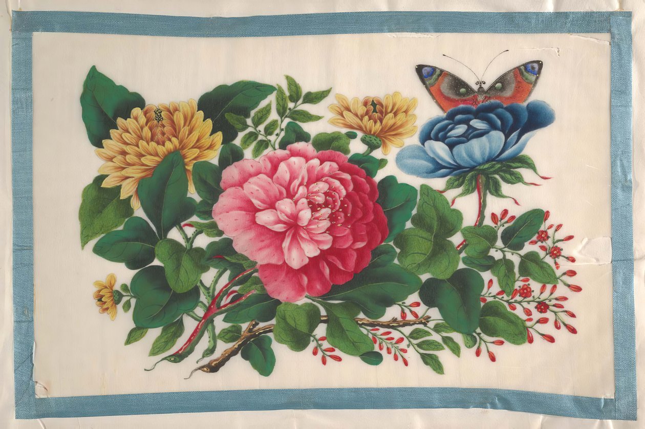 Album indeholdende tolv malerier af blomster, 1800-tallet. af Unbekannt
