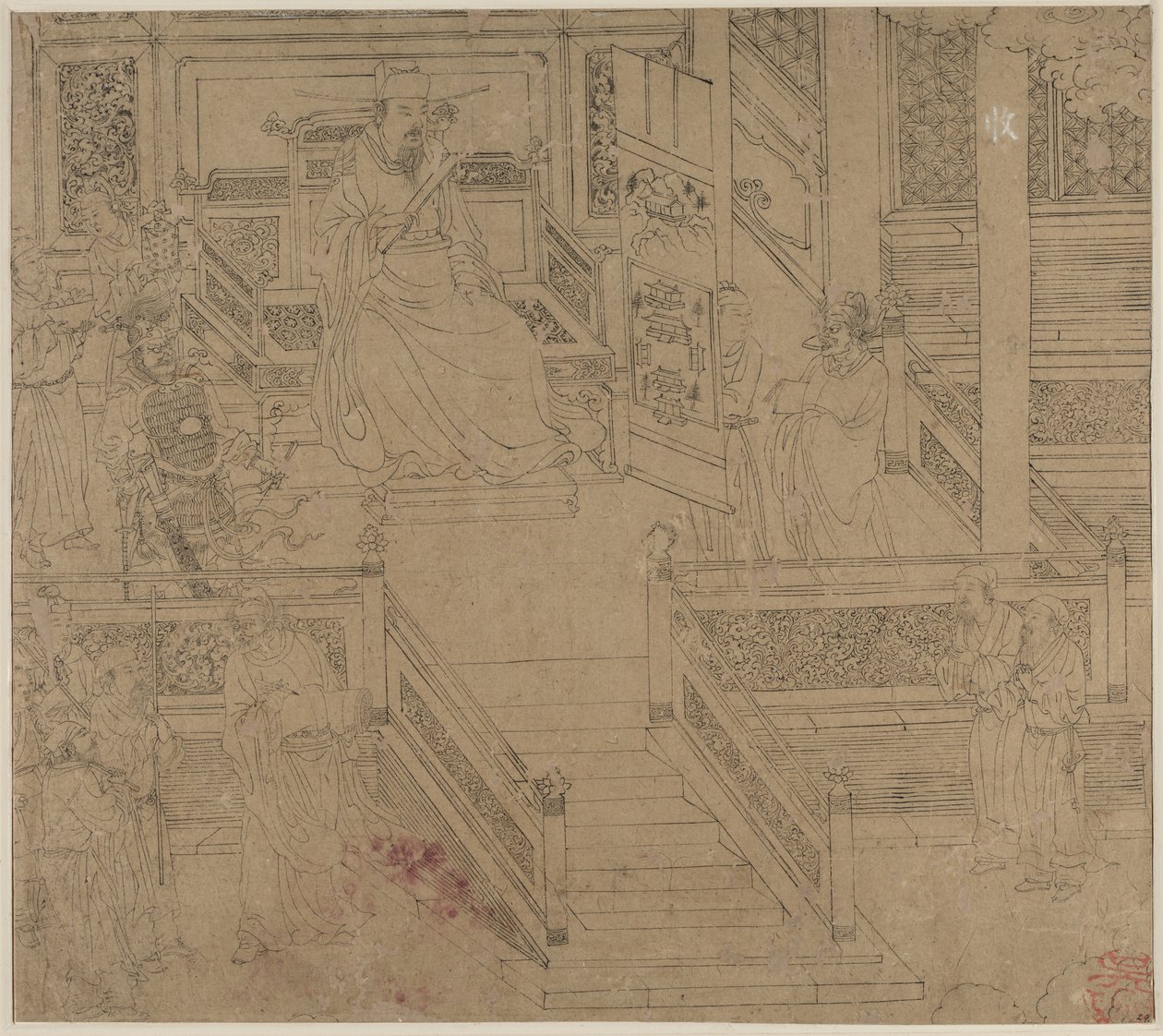 Album med daoistiske og buddhistiske temaer: Kings of Hells: Leaf 29, 1200-tallet. af Unbekannt