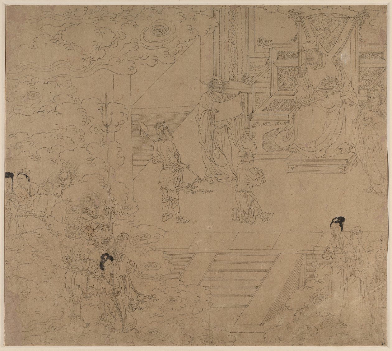 Album med daoistiske og buddhistiske temaer: Kings of Hells: Leaf 32, 1200-tallet. af Unbekannt