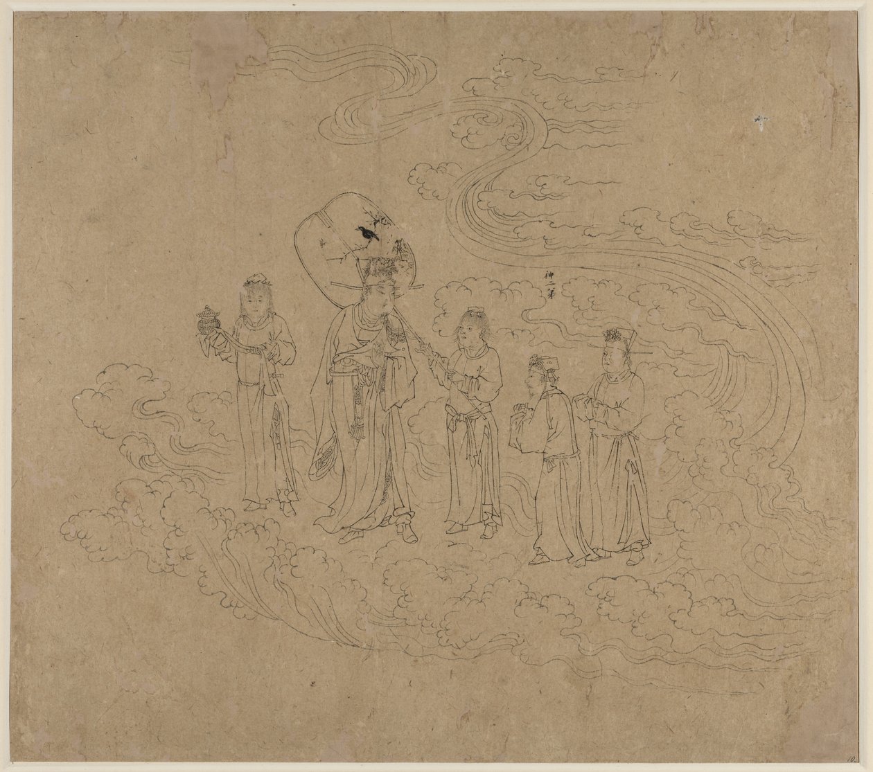 Album med daoistiske og buddhistiske temaer: Procession of Daoist Deities: Leaf 10, 1200-tallet. af Unbekannt
