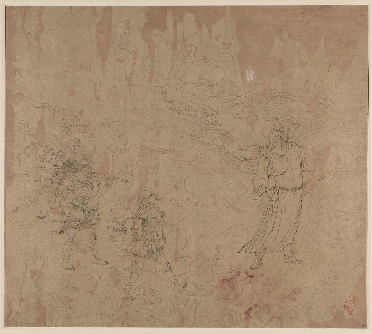 Album med daoistiske og buddhistiske temaer: Procession of Daoist Deities: Leaf 18, 1200-tallet. af Unbekannt
