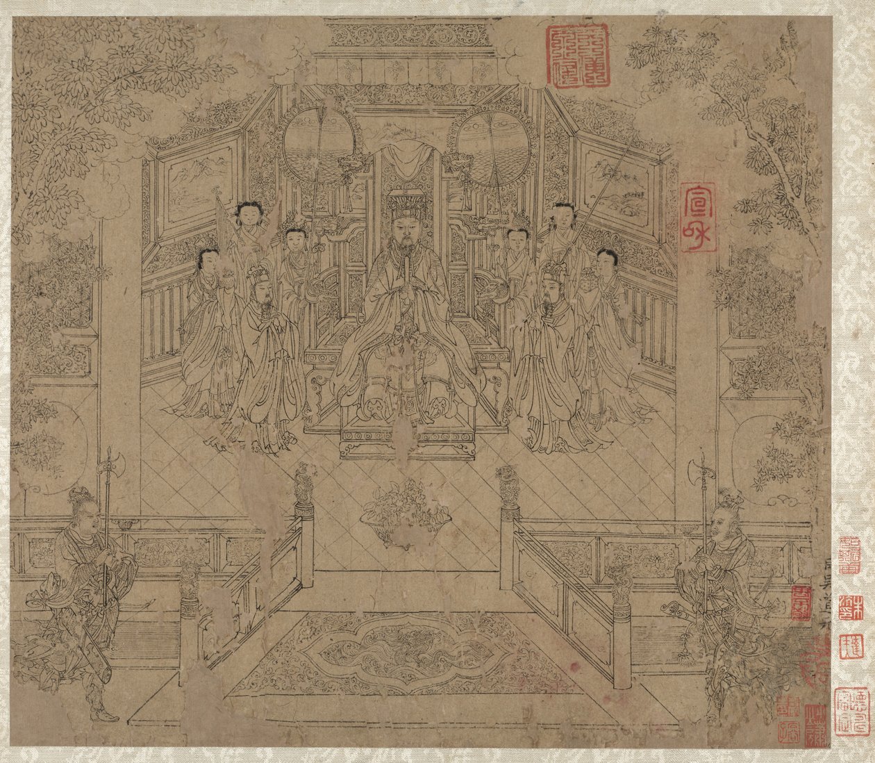 Album med daoistiske og buddhistiske temaer: Procession of Daoist Deities: Leaf 1, 1200-tallet. af Unbekannt
