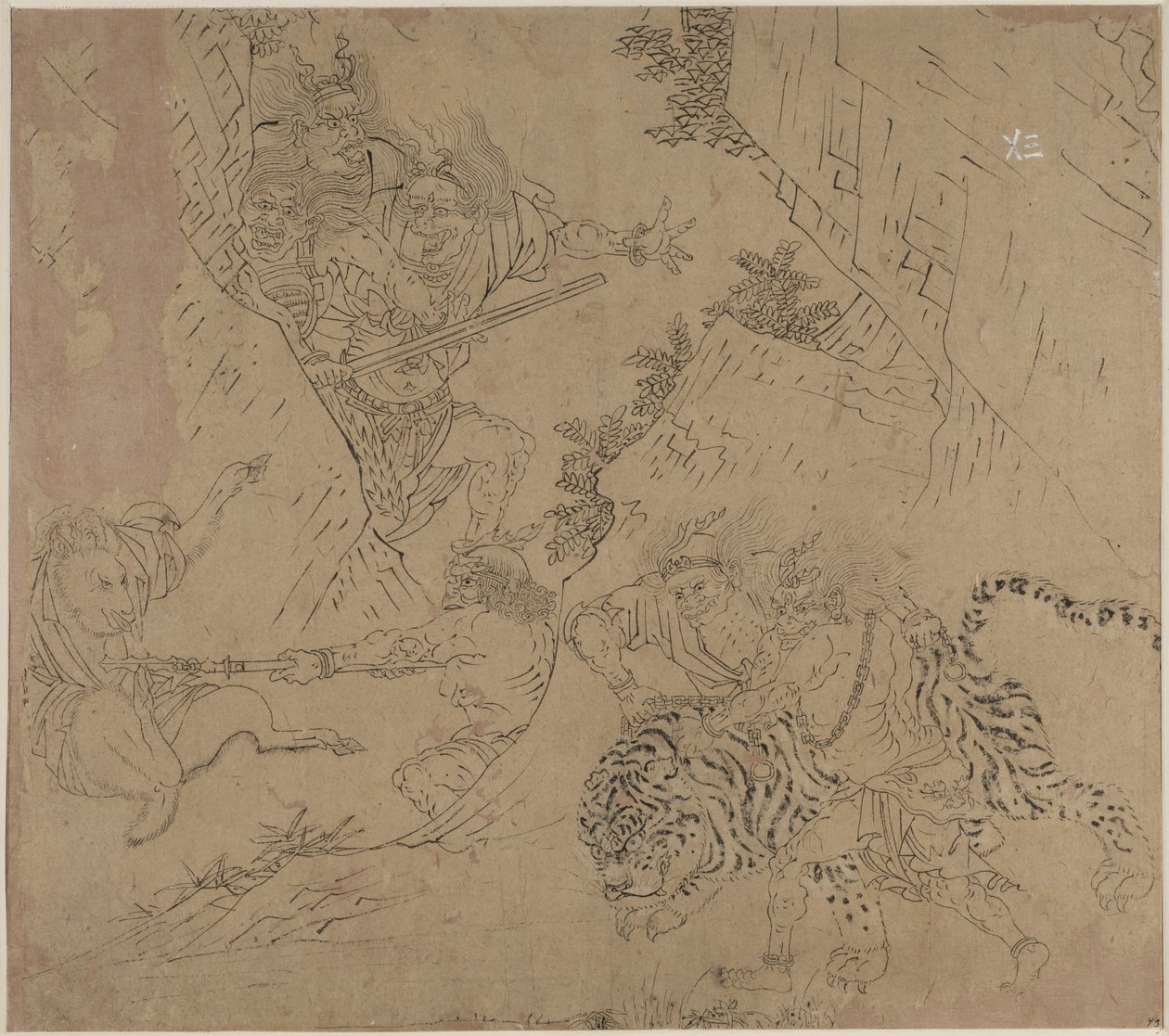 Album med daoistiske og buddhistiske temaer: Search the Mountain: Leaf 43, 1200-tallet. af Unbekannt