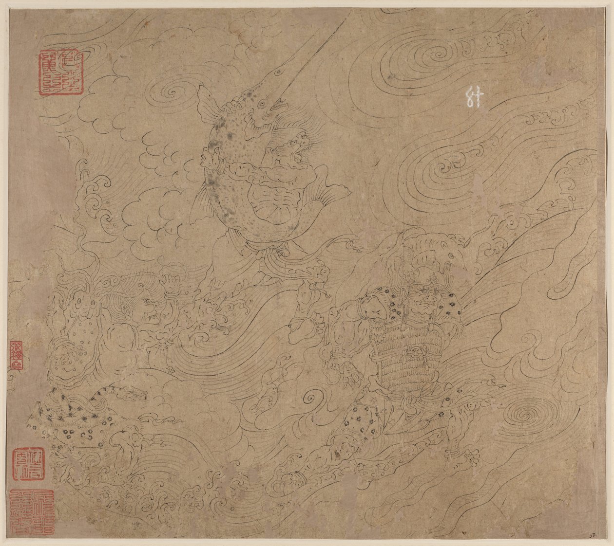 Album med daoistiske og buddhistiske temaer: Search the Mountain: Leaf 50, 1200-tallet. af Unbekannt