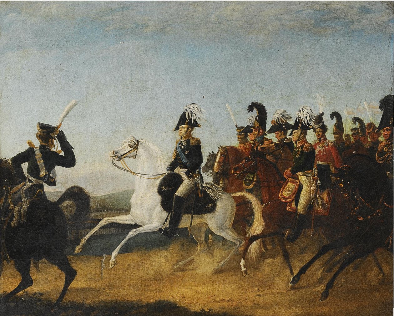 Alexander I af Rusland ledsaget af sin stab af Unbekannt