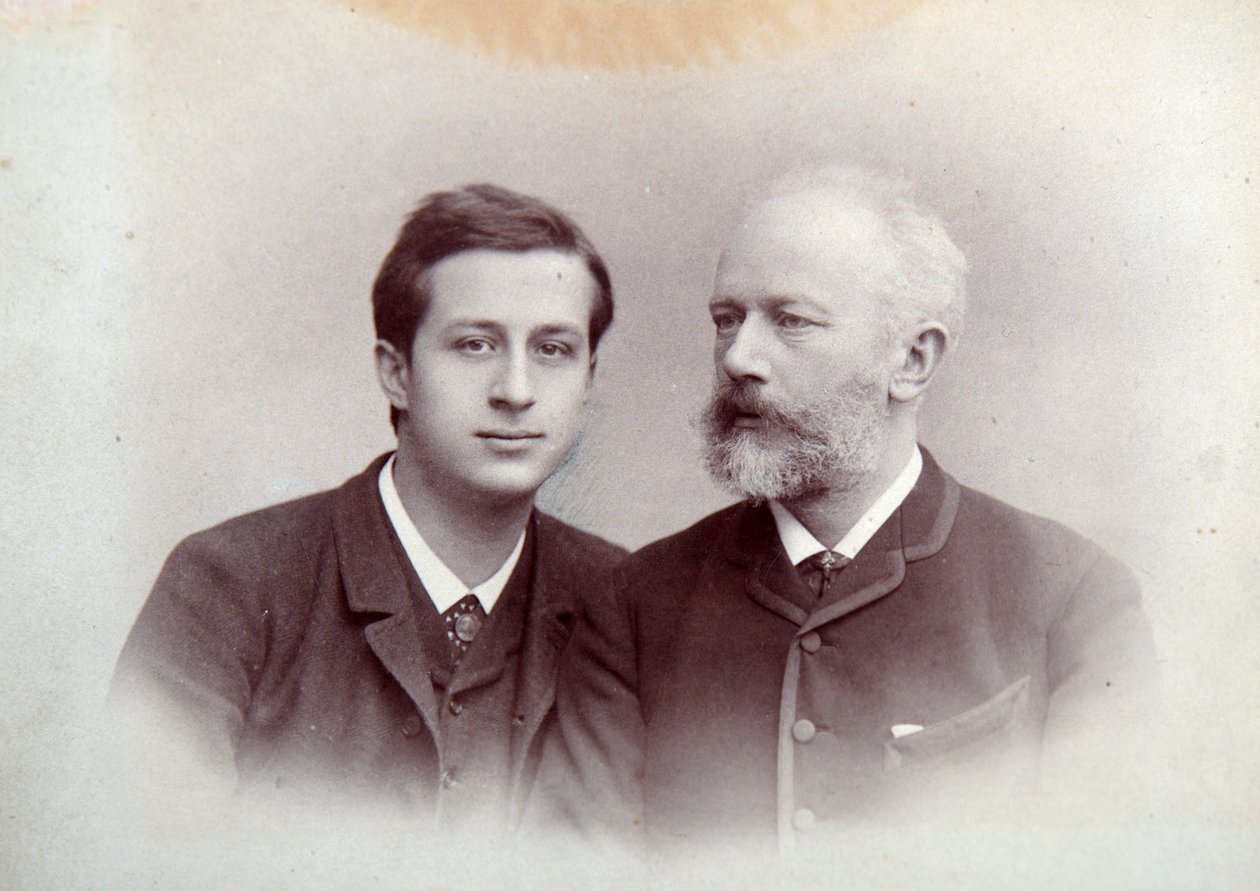 Alexander Siloti, russisk pianist og dirigent, og Peter Tchaikovsky, russisk komponist, 1888 af Unbekannt