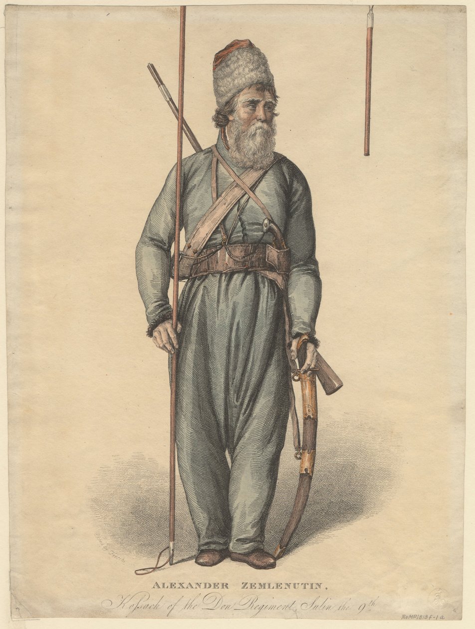 Alexander Zemlyanukhin, kosak fra Don-regimentet, ca 1813 af Unbekannt