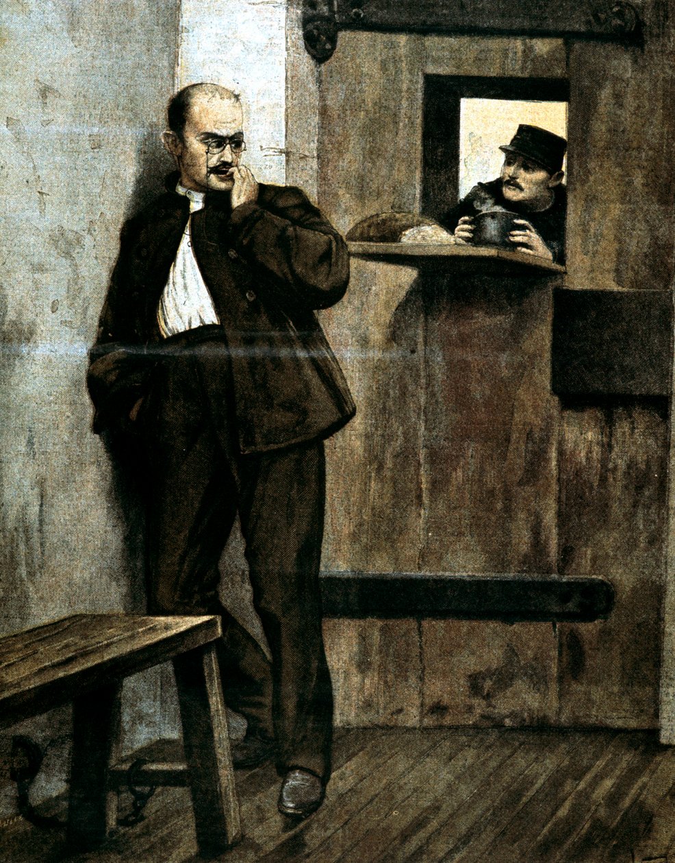 Alfred Dreyfus i fængsel, 1895 af Unbekannt