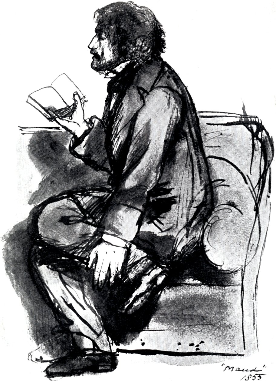 Alfred Tennyson, lst Baron Tennyson 1809-1892, engelsk digter, 1855 af Unbekannt