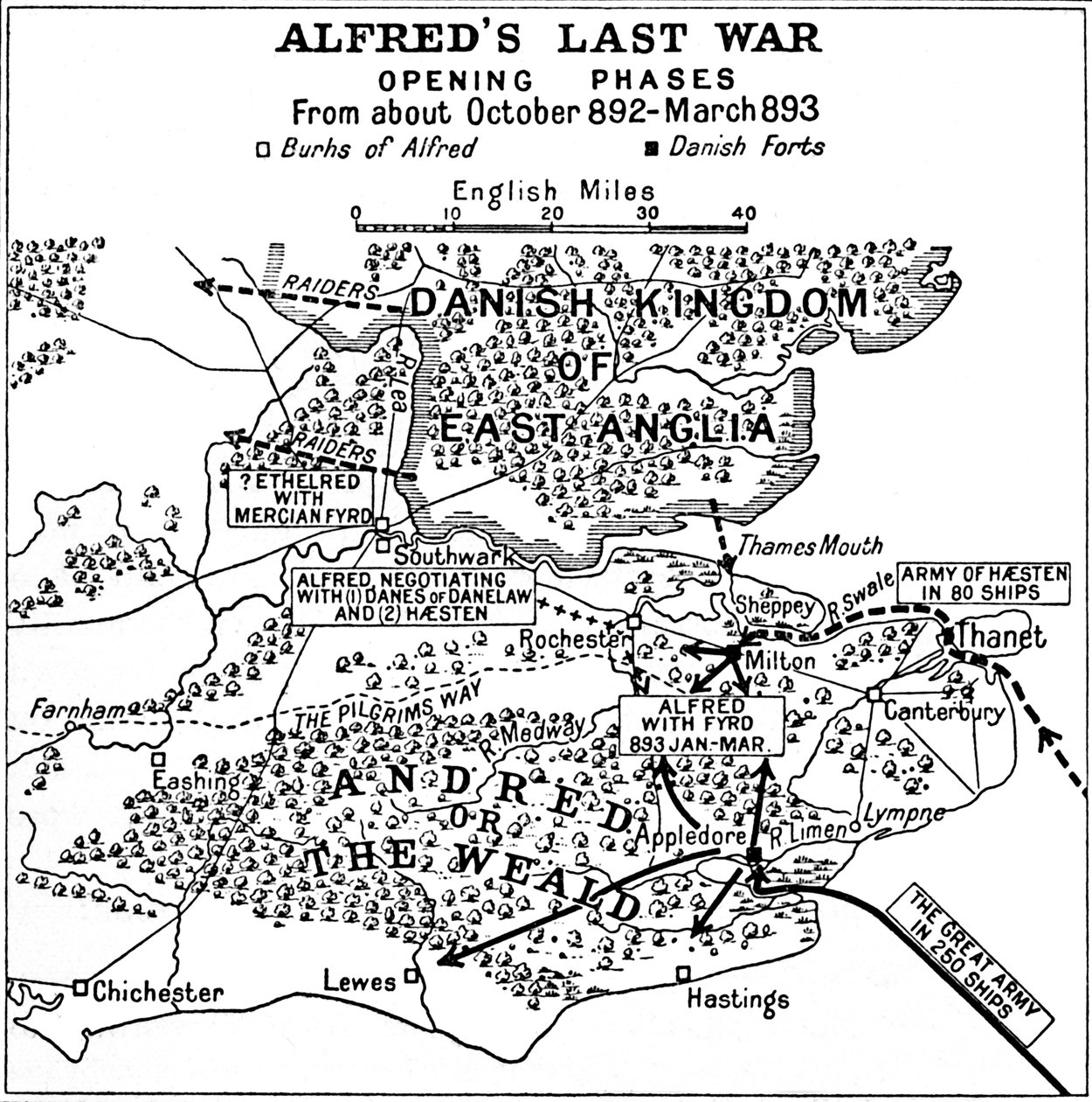 Alfreds sidste krig - åbningsfaser. Fra omkring oktober 892-marts 893, 1935. af Unbekannt