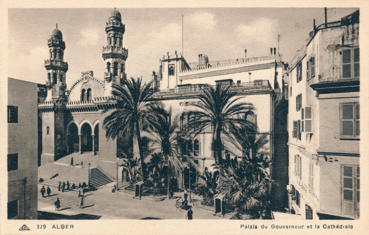 Algier - Guvernørens palads og katedral, c1900 af Unbekannt