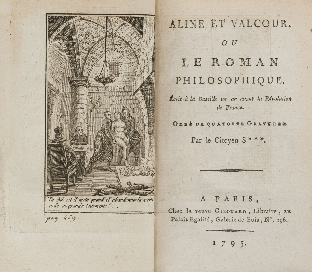Aline og Valcour eller, The Philosophical Roman af Marquis de Sade, 1795. af Unbekannt