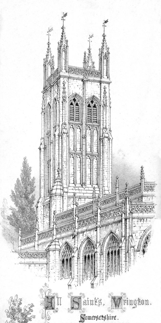 Allehelgens kirke. Wrington. Somersetshire., omkring 1850